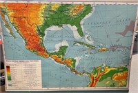 Old Pull Down Map of Mexico, Central America &