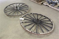 (2) 42" Steel/Wood Wagon Wheels