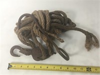 Rope, pully, and hay hook.