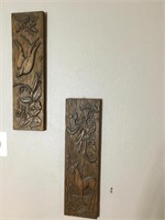 Mid Century Modern Carved Wood Bird Wall Panels