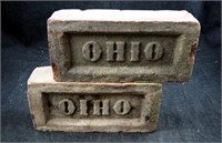 2 Rare Ohio Stamped Red Clay 8" Bricks
