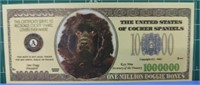 Cocker spaniel million dollar banknote