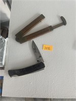 Vintage folding ruler w/ caliper and buck knife