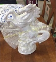 Mother of pearl horse statue, lasso, halter,