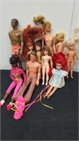 Group of Barbies and vintage dolls