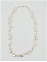 Base Metal Natural Freshwater Pearl Necklace with