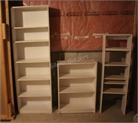 Three White Laminate Storage Shelf's