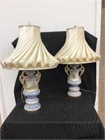 Vintage Ceramic Lamps Lot of 2 with Shades Works