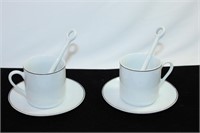 Pair of  White Porcelain Espresso Set