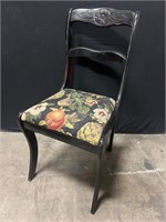 BLACK NEEDLEWORK ANTIQUE CHAIR