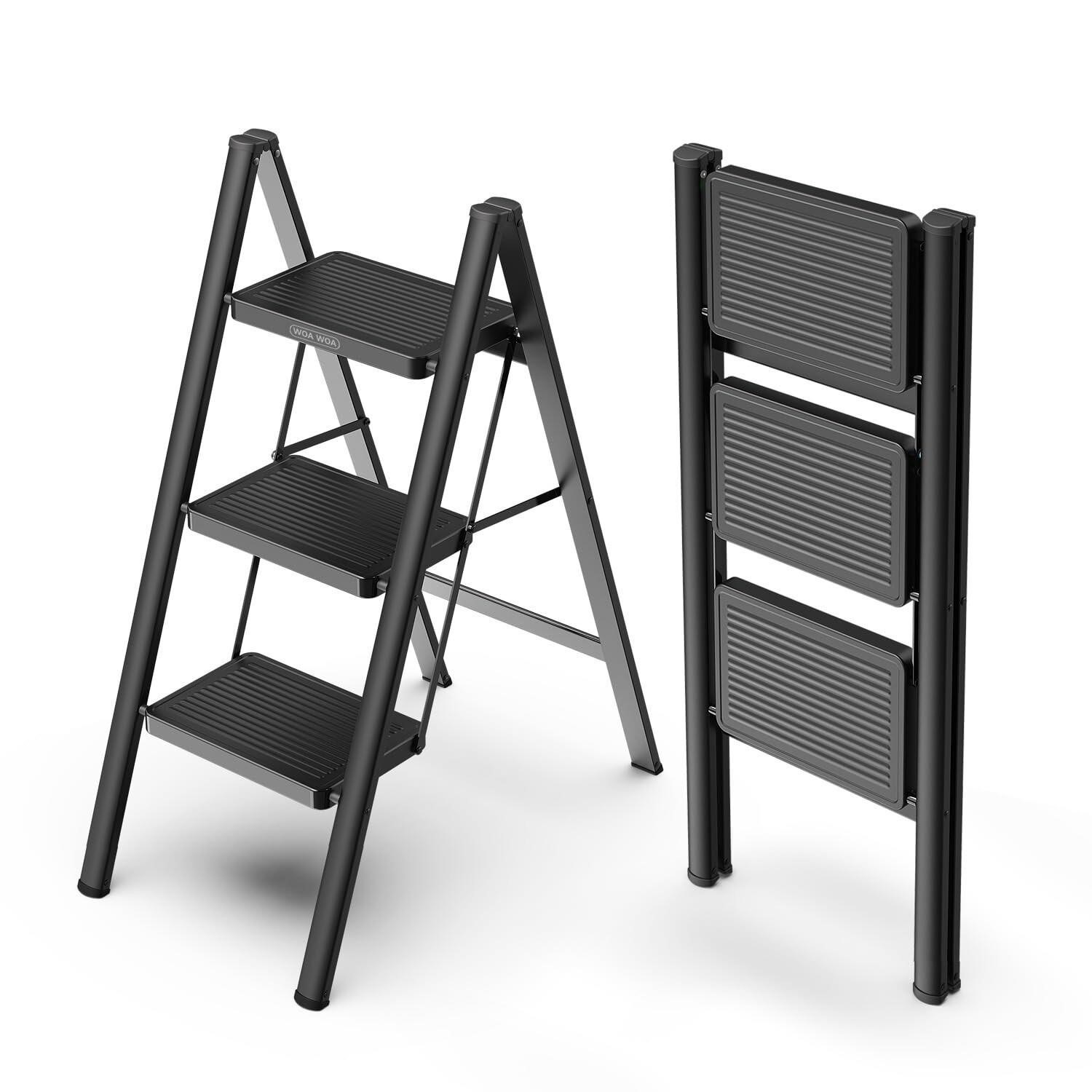 3 Step Ladder, Folding Step Stool with Non