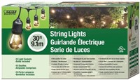 30' 10-Socket, 15 Bulbs, Outdoor String Light Set