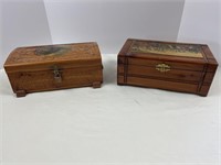 Vintage hand carved cedar jewelry boxes