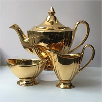 ROYAL WINTON GOLD TEAPOT, CREAM & SUGAR