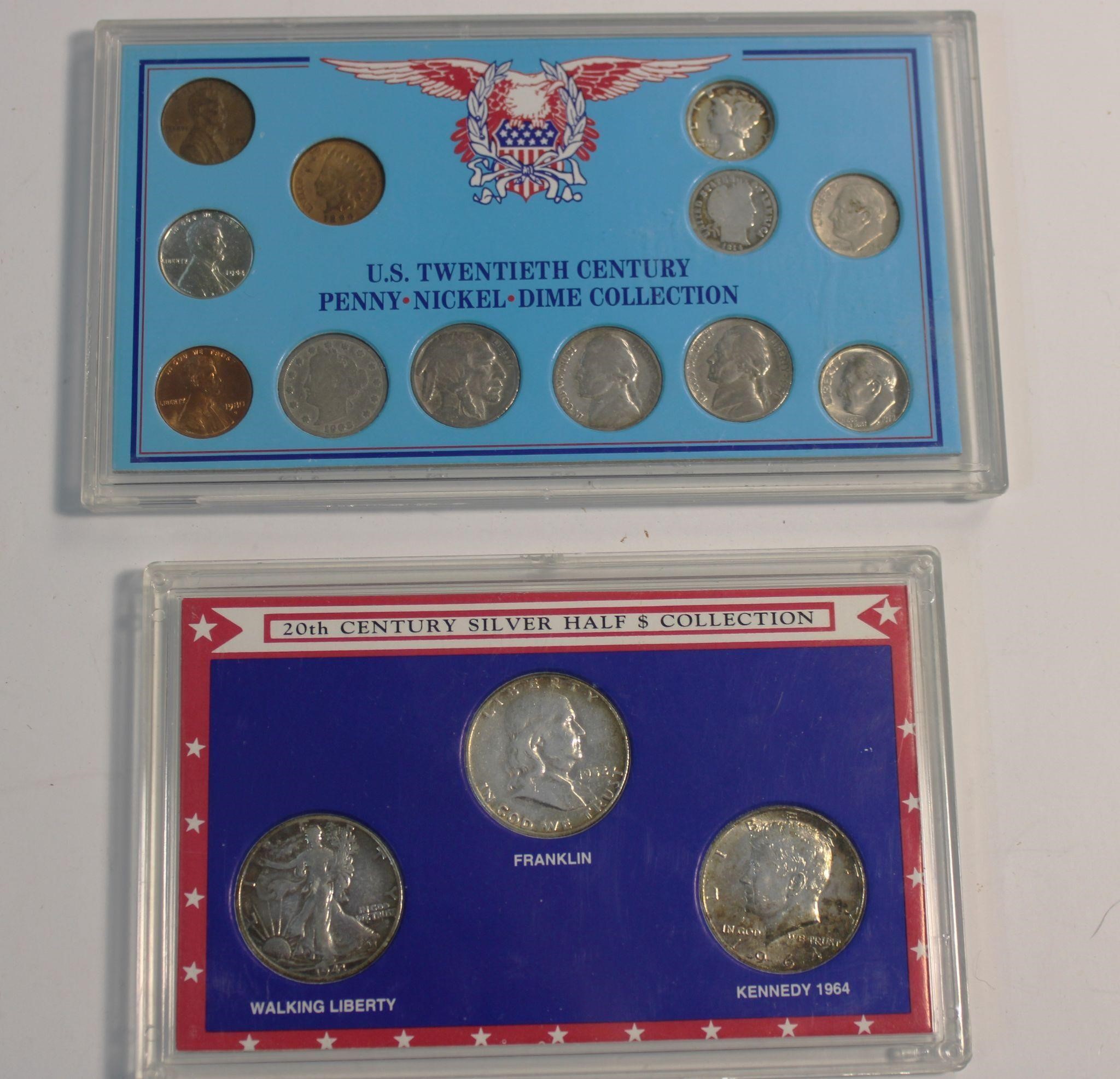 Silver Half Dollars & Penny Nickle & Dime Collect