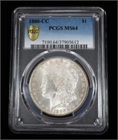 1880-CC Morgan dollar, PCGS slab certified MS-64