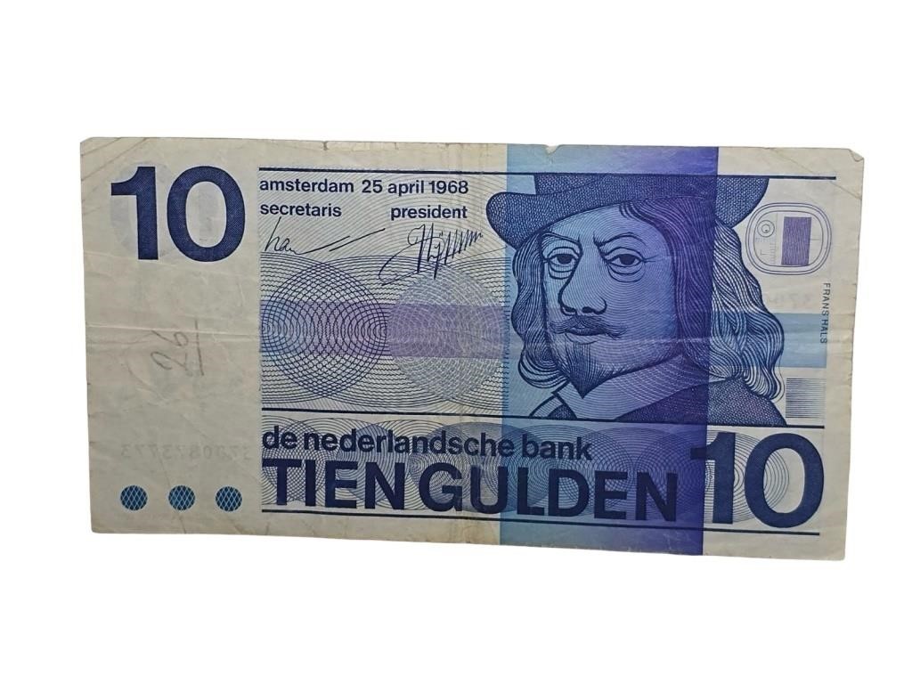 1968 The Netherlands 10 Gulden Note