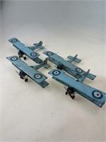 4 Vintage WW1 Blue Metal Tin Planes