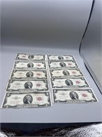 10 1953 2 dollar red seals