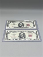 2 1963 5 dollar red seals
