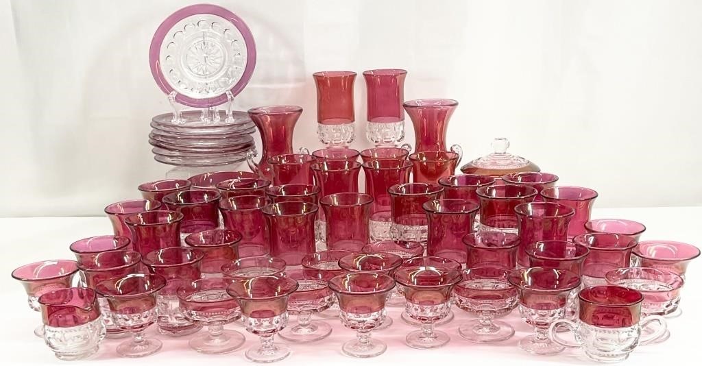 Tiffin Franciscan King's Crown Cranberry Set