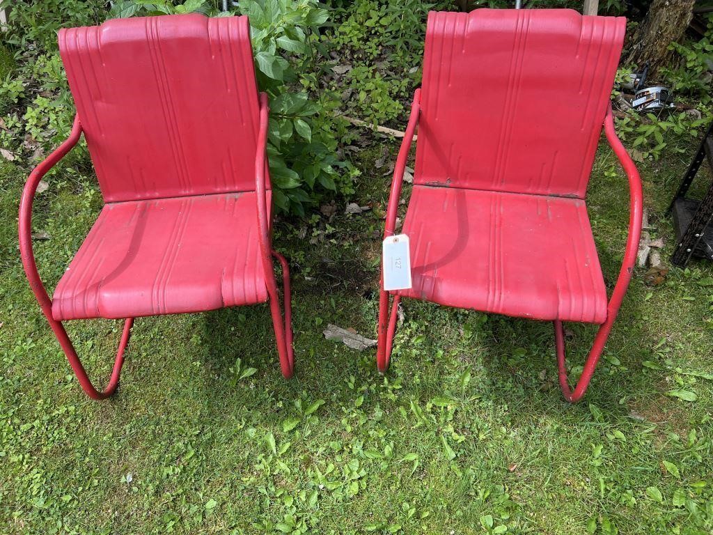 2 VINTAGE METAL ROCKING CHAIRS