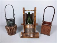 Wood & Wicker Bottle Baskets