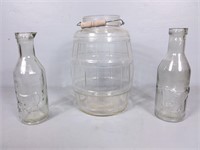 Vintage Absolutely Pure Milk Bottles & Pickle Jar