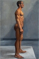 Penny Purpura Nude Standing Male Oil Painting