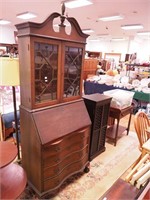 Vintage drop-front desk with top bookcase with