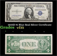 1935D $1 Blue Seal Silver Certificate Grades vf++