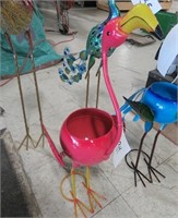 Metal Flamingo Planter Lawn Ornament