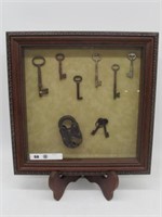 SHADOW BOX OF EARLY LOCK WITH KEY