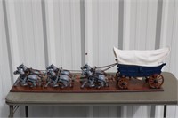 Wooden Conestoga wagon with six cast iron horses