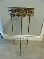 Small Round Tin Plant Stand 13" D X 28" H