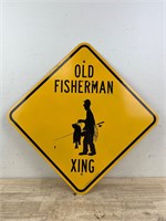 Metal fisherman sign