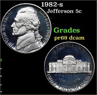 Proof 1982-s Jefferson Nickel 5c Grades GEM++ Proo