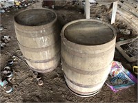 2 Wood Barrels