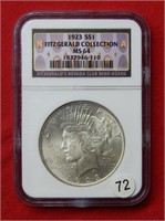 1923 Peace Silver Dollar NGC MS64 Fitzgerald Coll