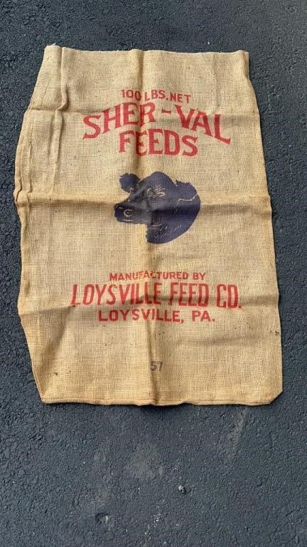 Loysville burlap feed bag