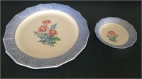 Vintage Blue Delphiniums Plate and Small Bowl
