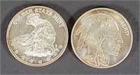 U.S. Buffalo 1 Troy Oz. .999 Fine Silver Coins (2)