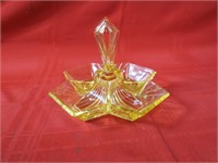 Vintage Art deco yellow glass candy dish.