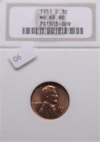 1951 D NGC MS65 RED LINCOLN CENT