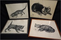 Le Ba Dang & Yiesha ink & wash cat prints 1953