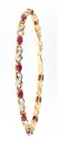10kt Gold Natural Ruby & Diamond Infinity Bracelet