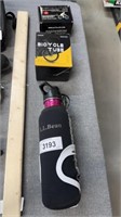 Bicycle lights, tube, and water bottle