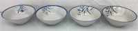 4 pc blue and white vintage bowls