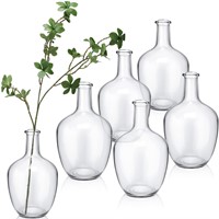 5 Pcs Large Clear Glass Vases Set Vintage Glass Bu