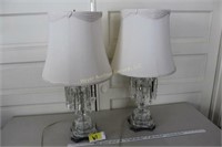 Pair of Vintage Crystal Lamps w/ Crystal Drops
